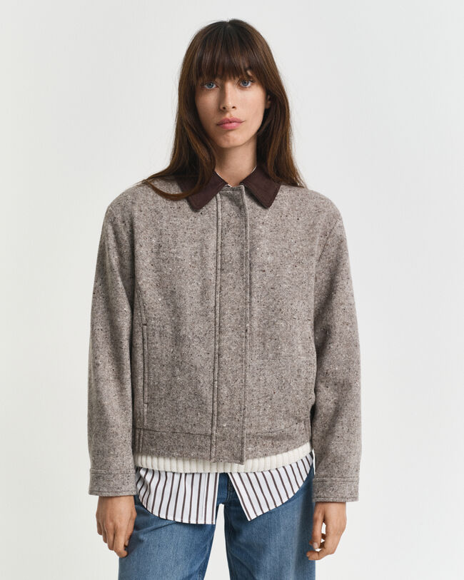 Veste en laine avec col contrastant