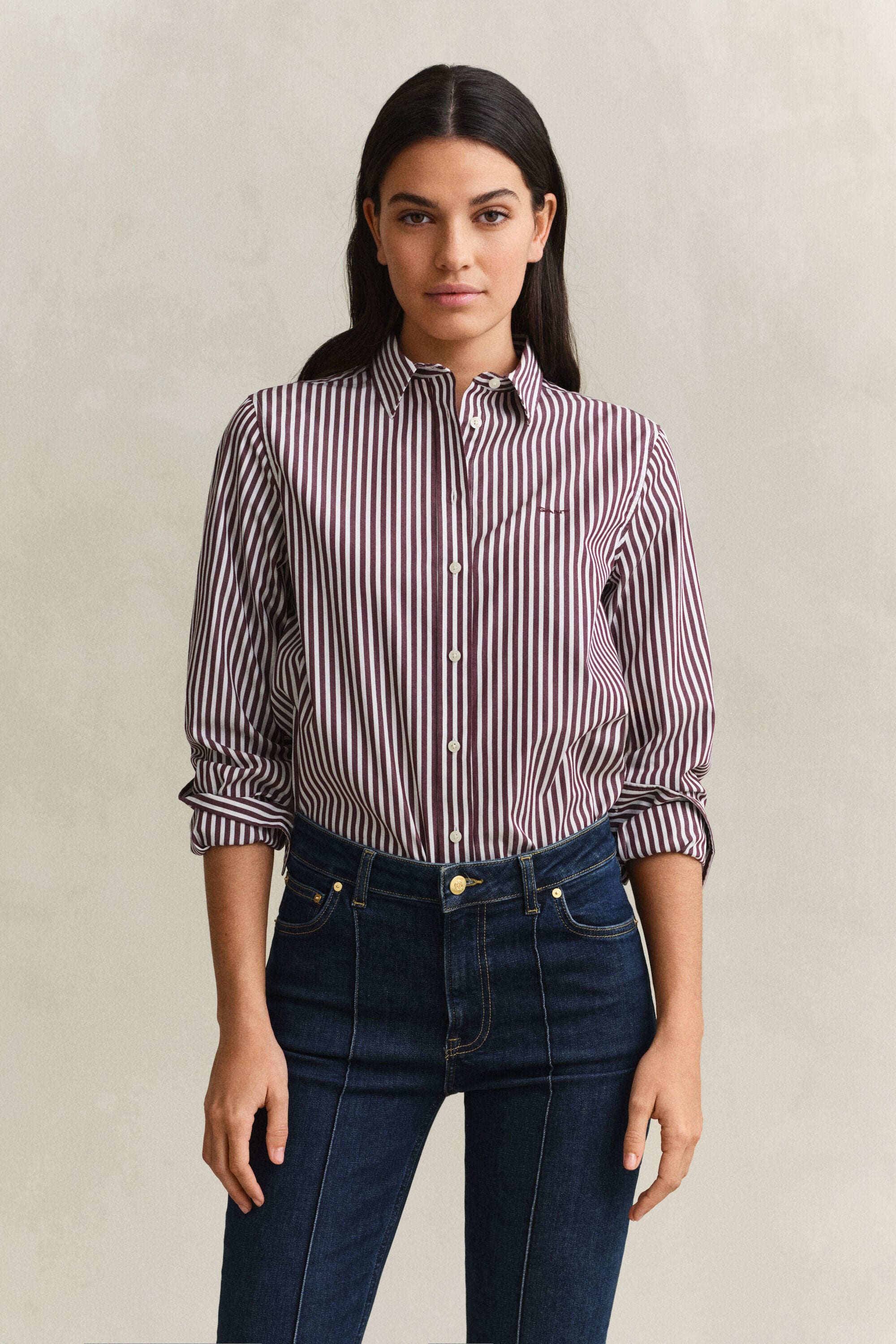 Chemise classique coupe regular en popeline à rayures