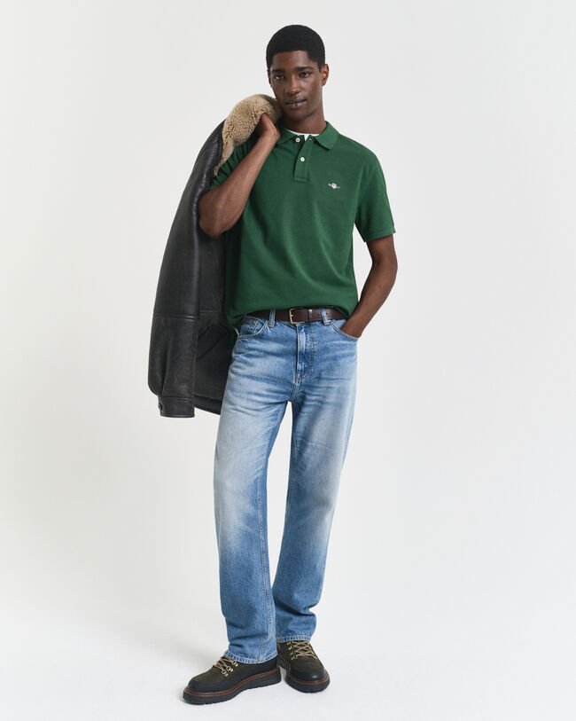 Polo coupe regular en coton piqué Shield