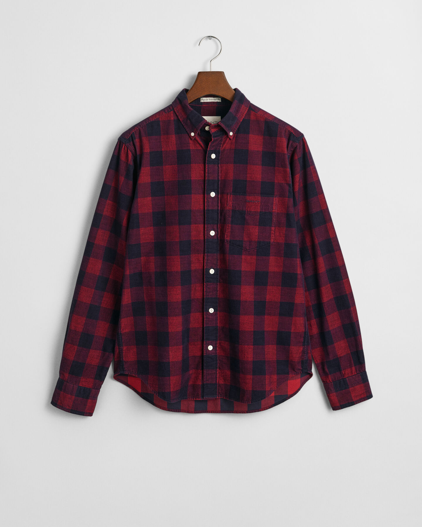 Chemise regular fit en velours côtelé à carreaux