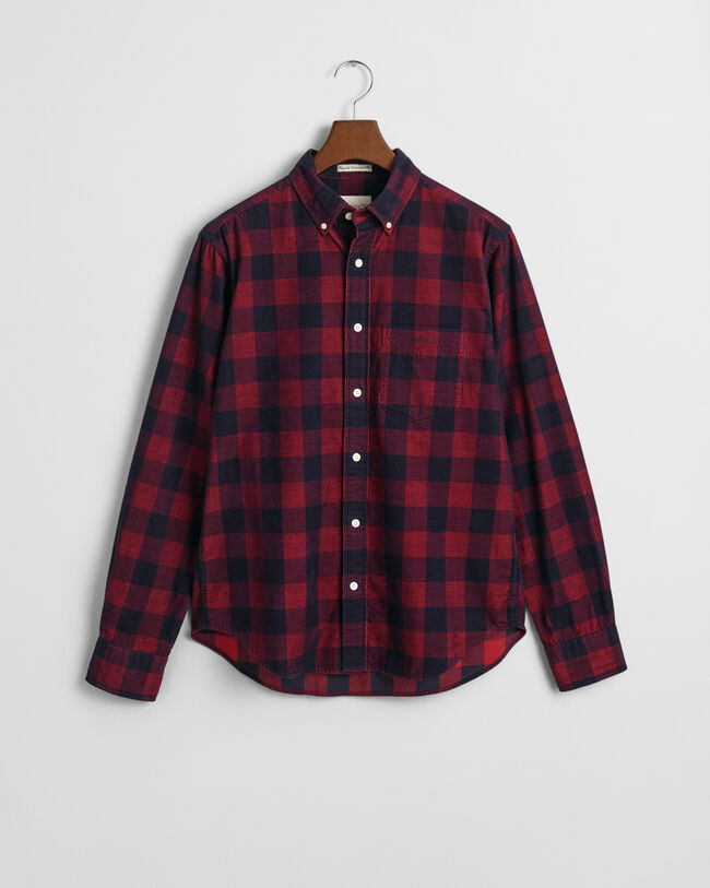 Chemise regular fit en velours côtelé à carreaux