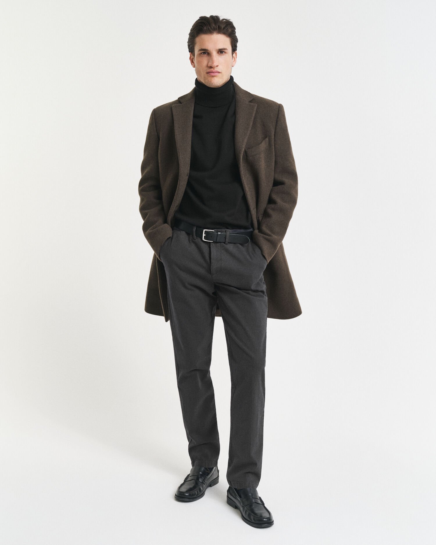 Pantalon coupe slim en coton à chevrons