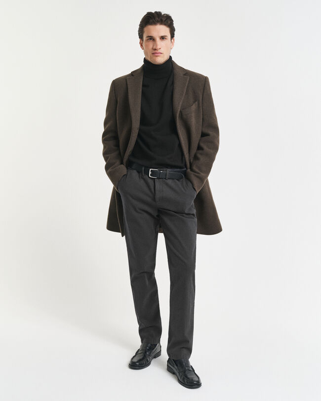 Pantalon coupe slim en coton à chevrons