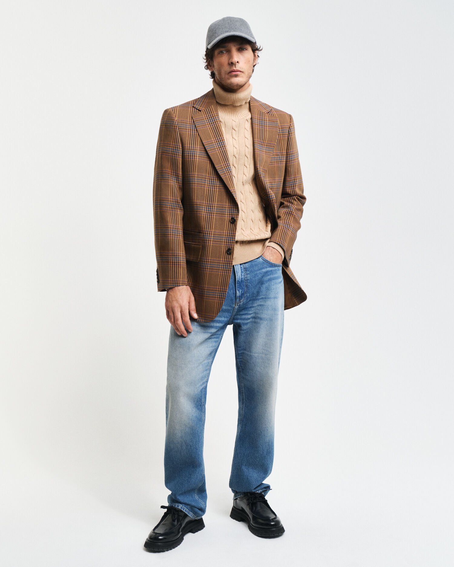 Pull col roulé en maille torsadée de coton