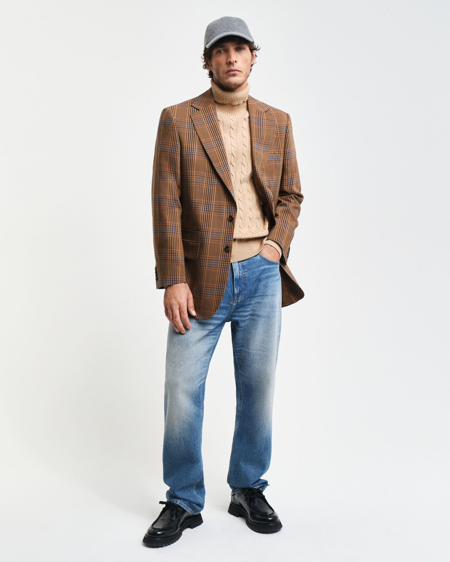 Pull col roulé en maille torsadée de coton