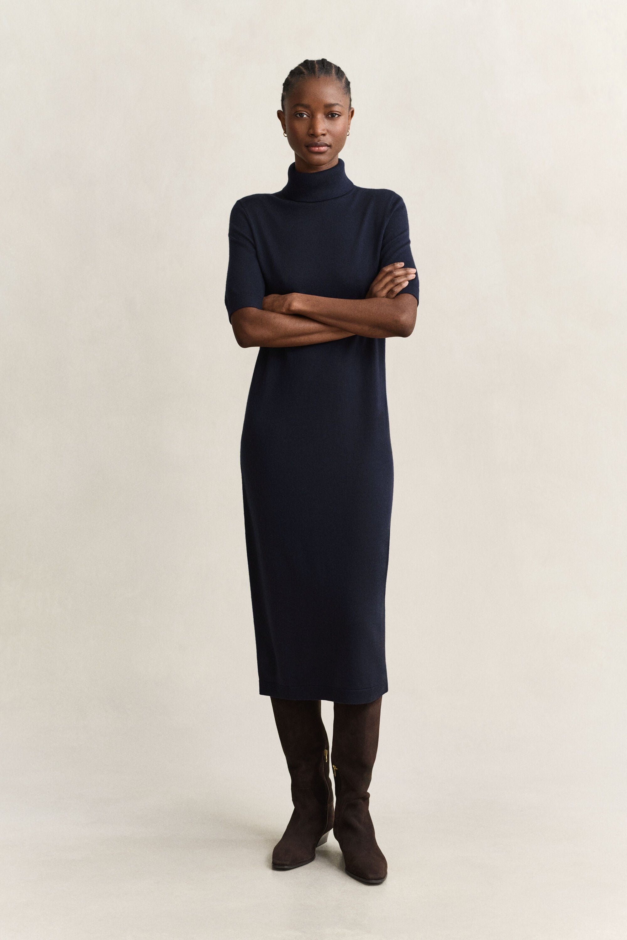 Robe en laine mérinos à col roulé