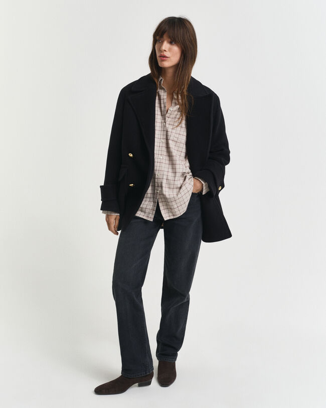 Chemise coupe décontractée en flanelle brossée à carreaux