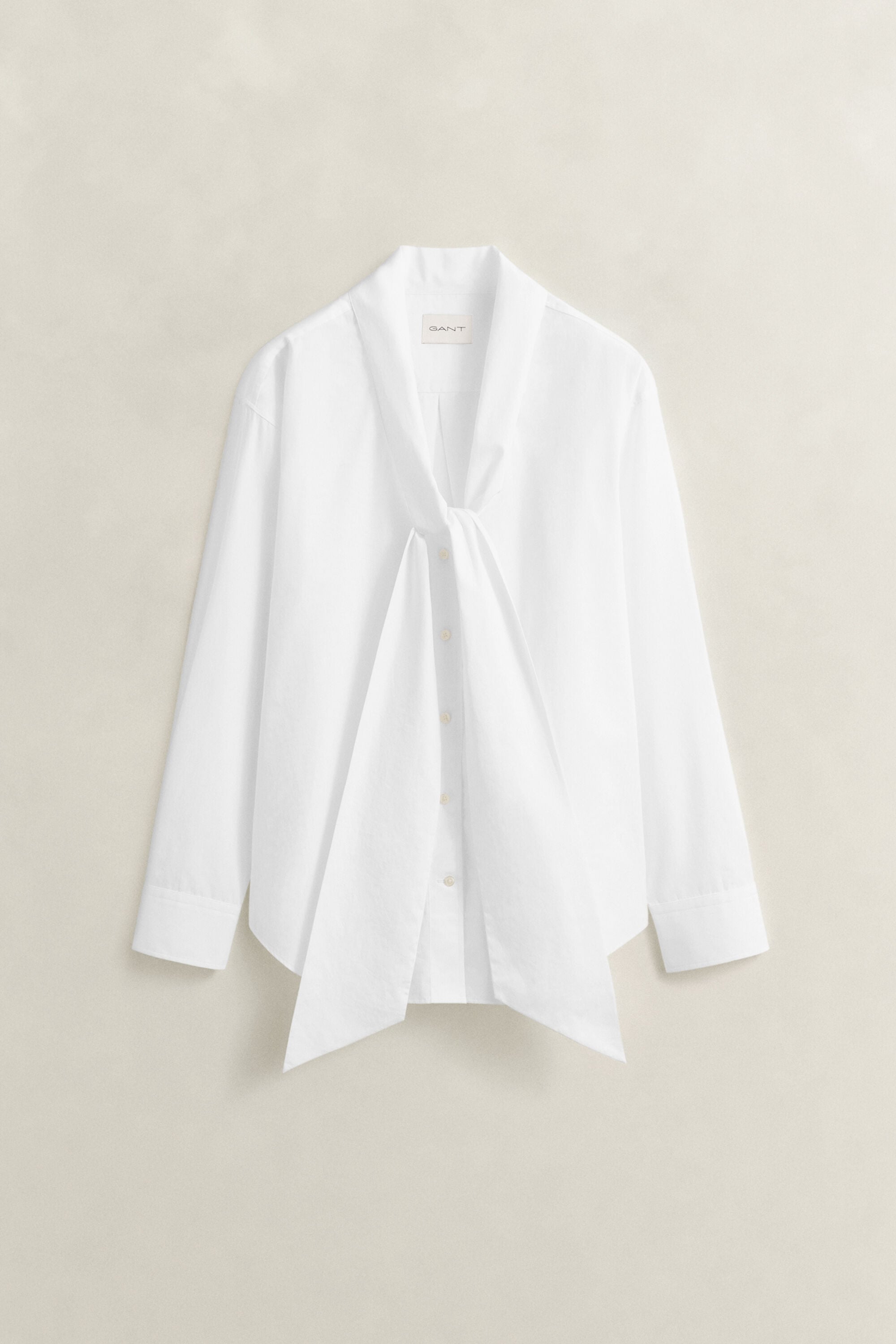 Chemise à nœud lavallière en popeline