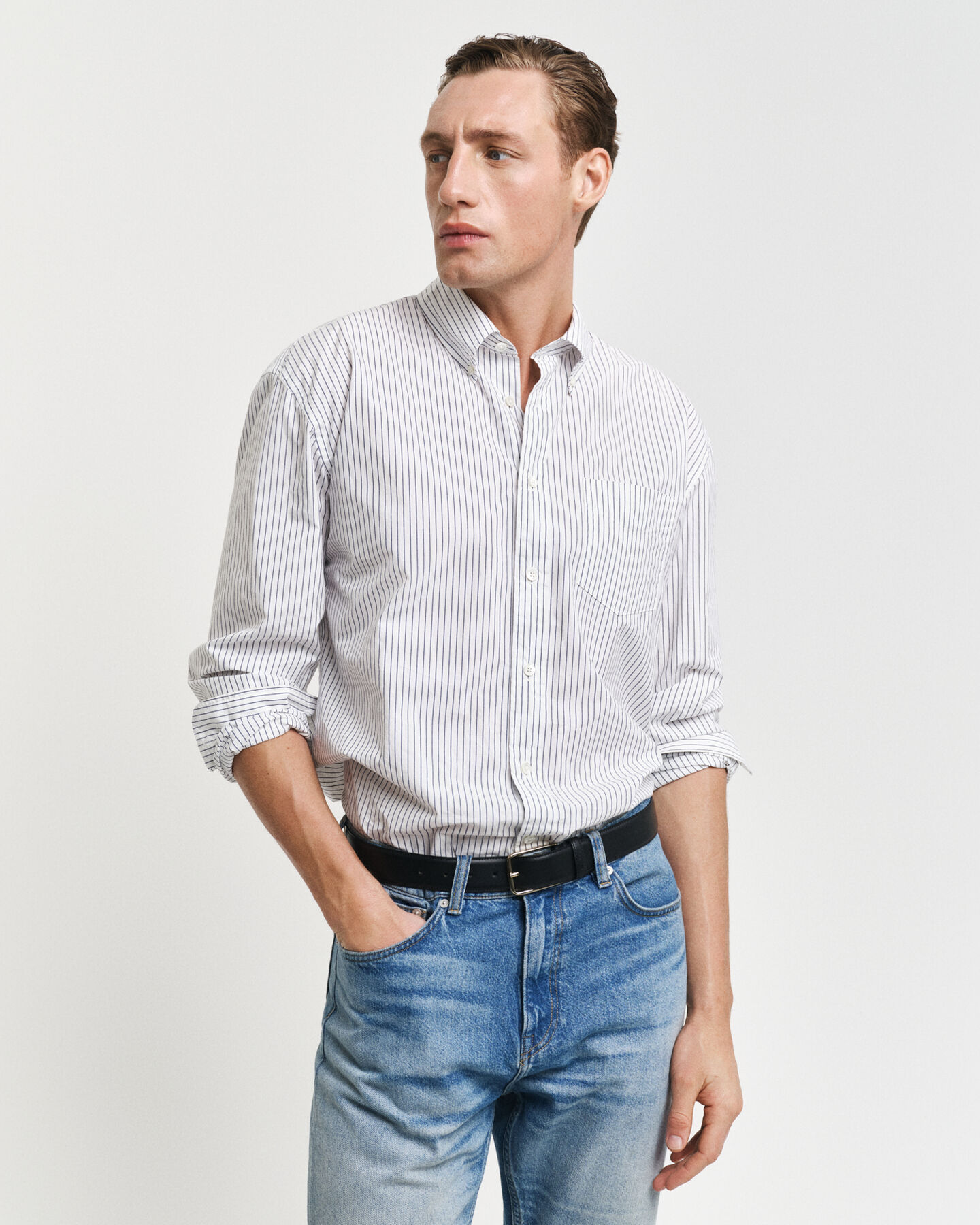 Chemise relaxed fit &agrave; rayures Heritage Poplin