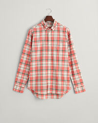 Chemise regular fit en coton et lin à carreaux