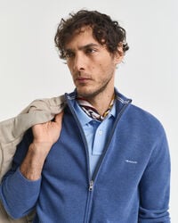 Cardigan zippé en coton piqué