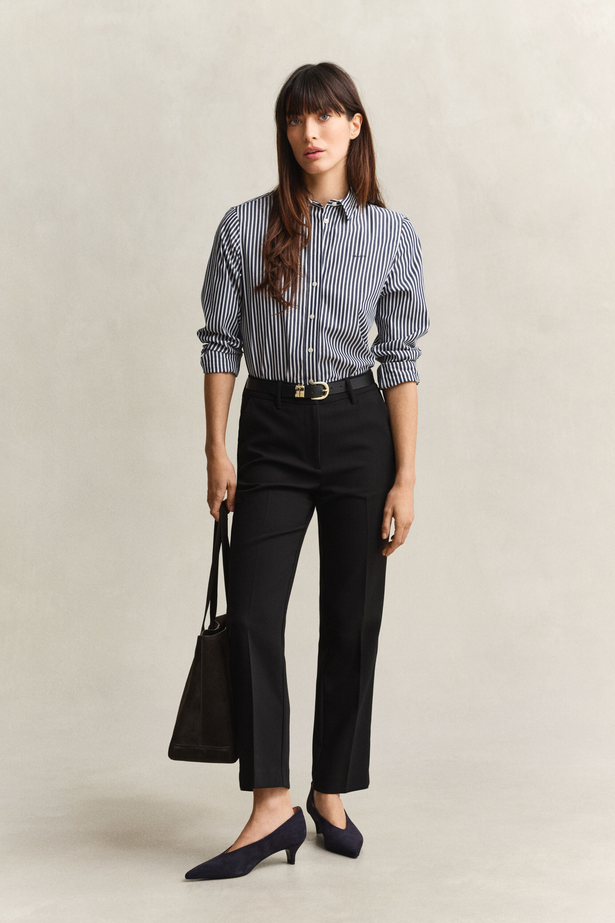 Chemise regular en popeline à rayures classique