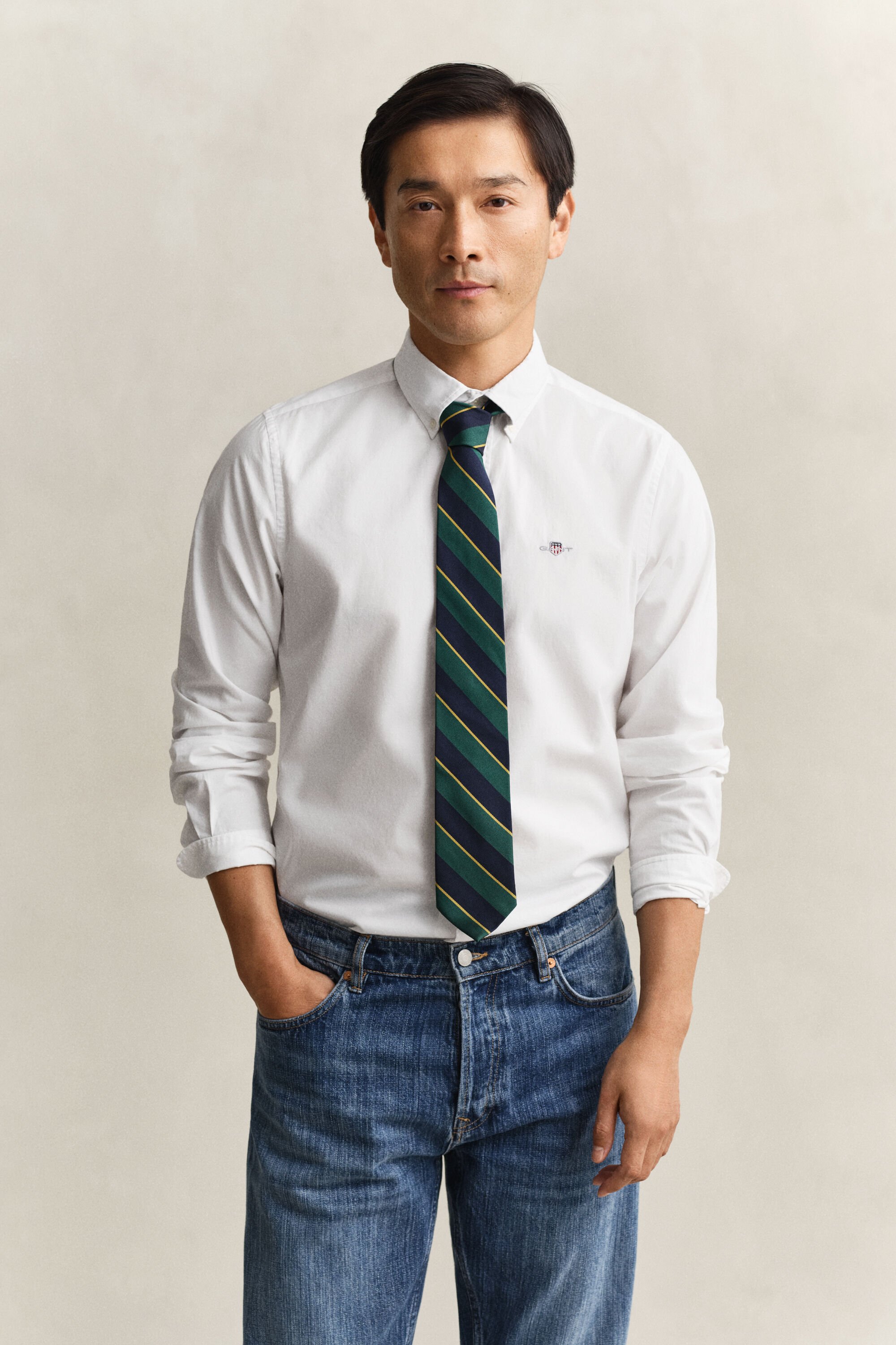 Chemise coupe slim en popeline classique