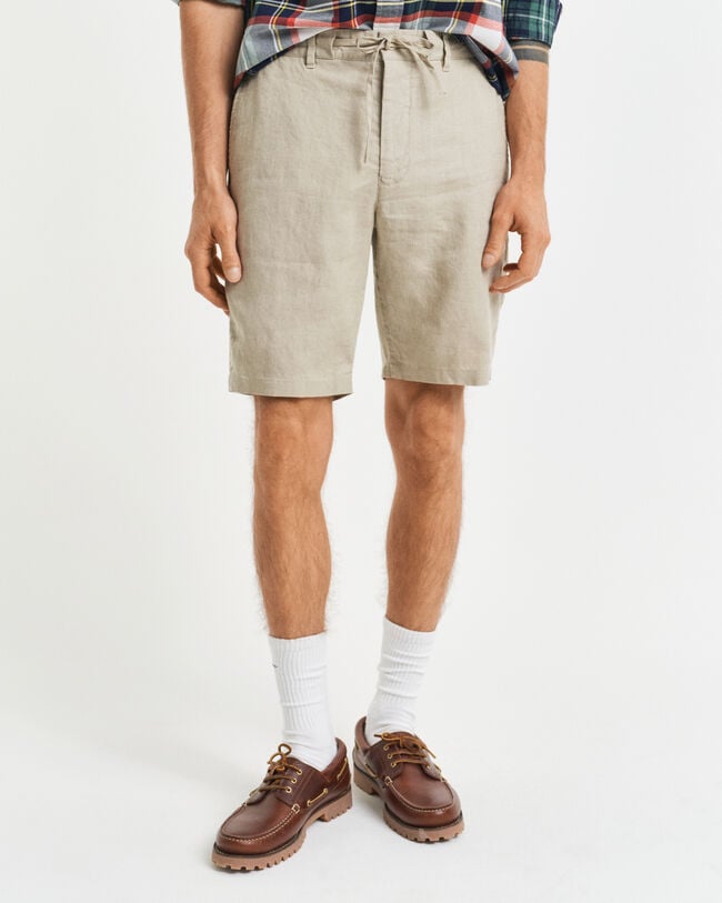 Short coupe décontractée en lin avec cordon de serrage