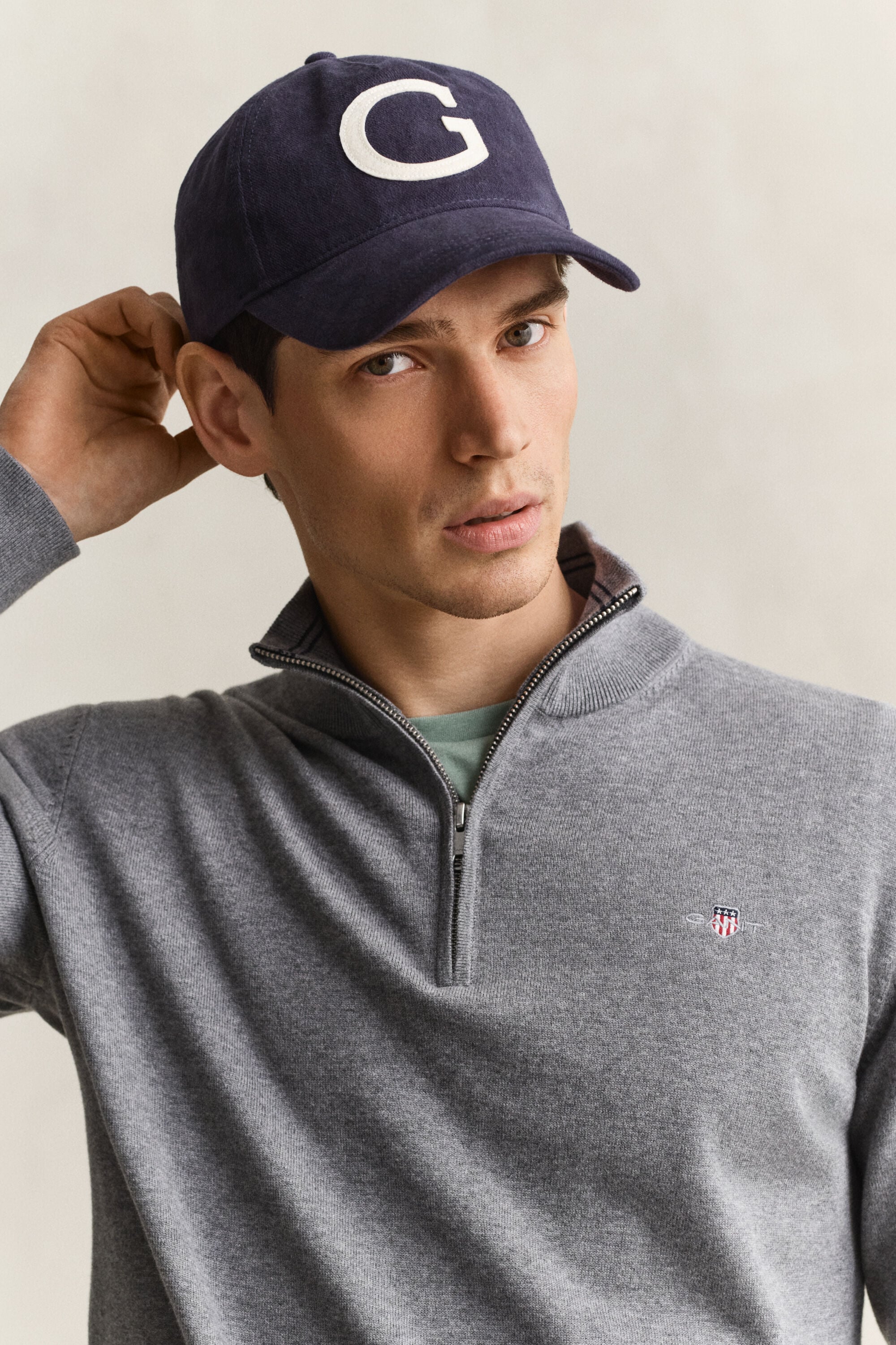Pull à demi-zip en coton classique