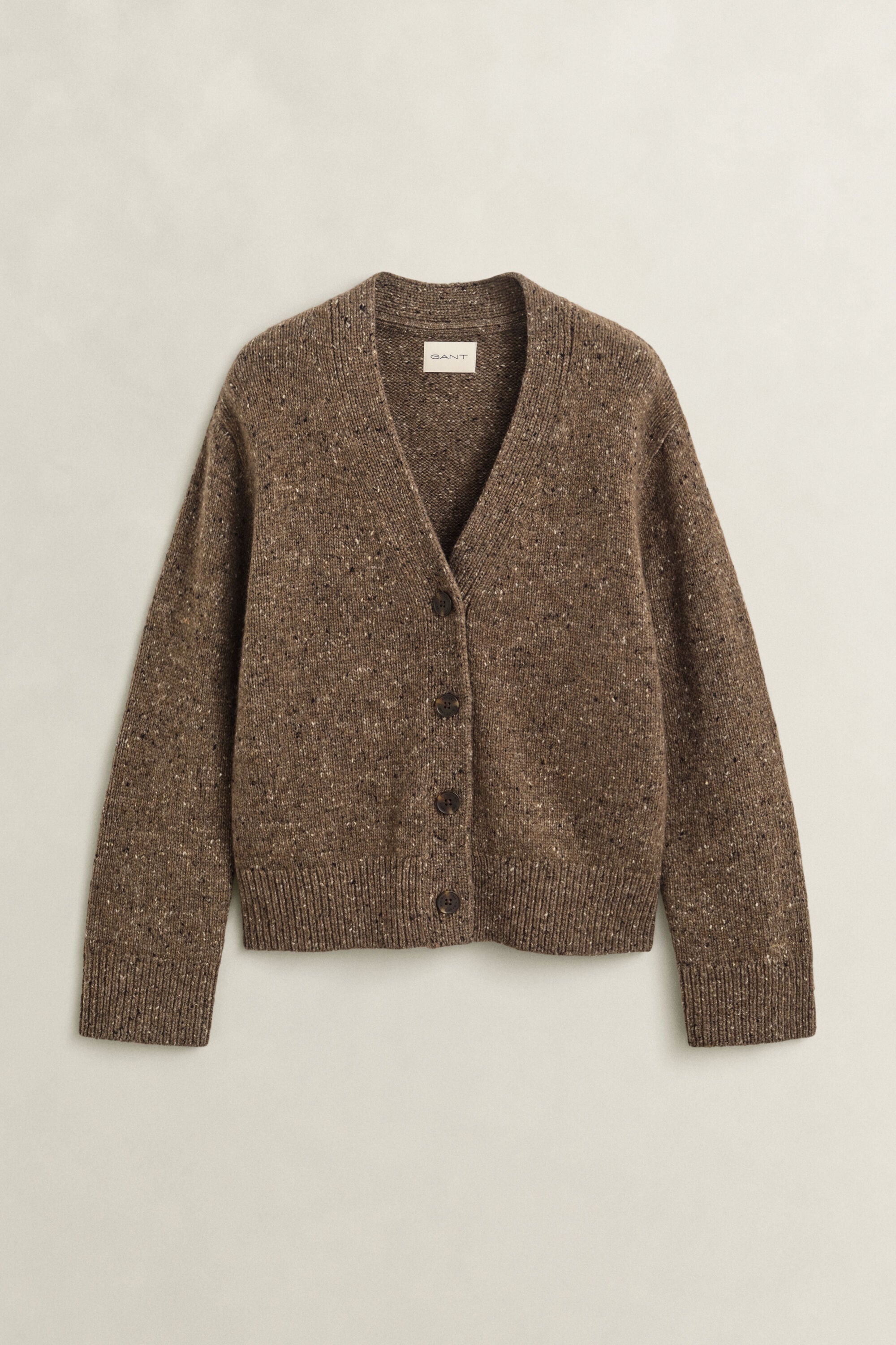 Cardigan en laine mouchetée mélangée