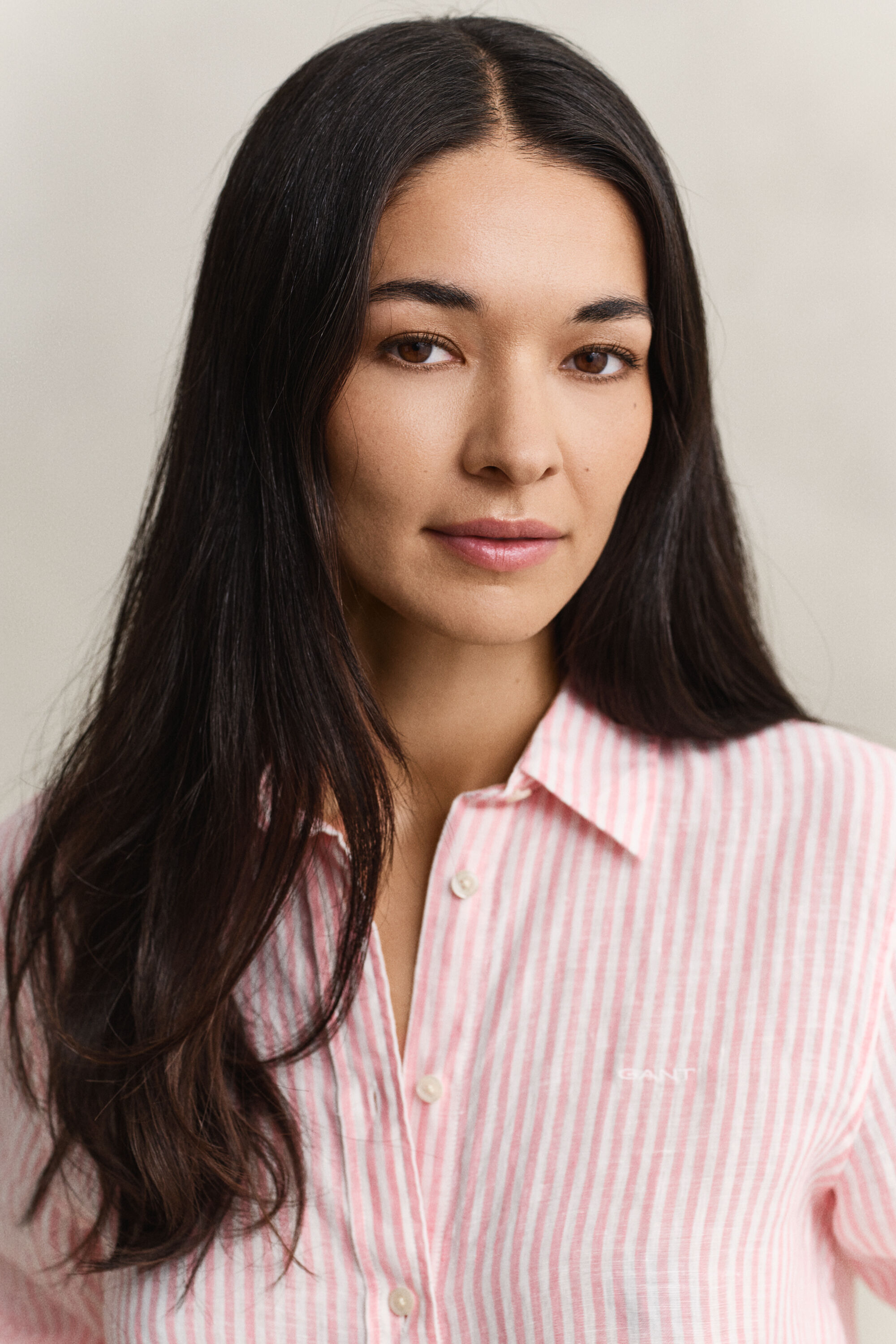 Chemise regular fit en lin à rayures