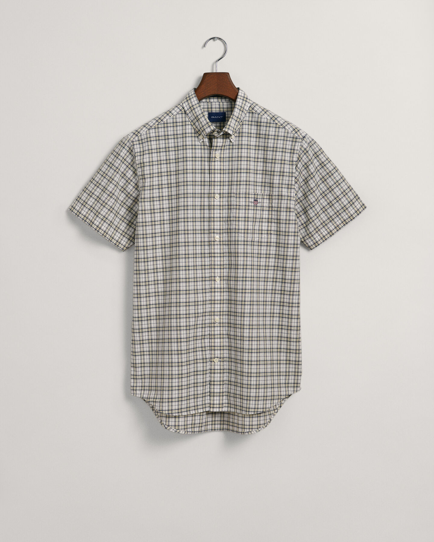 Chemise regular fit à manches courtes en popeline à carreaux