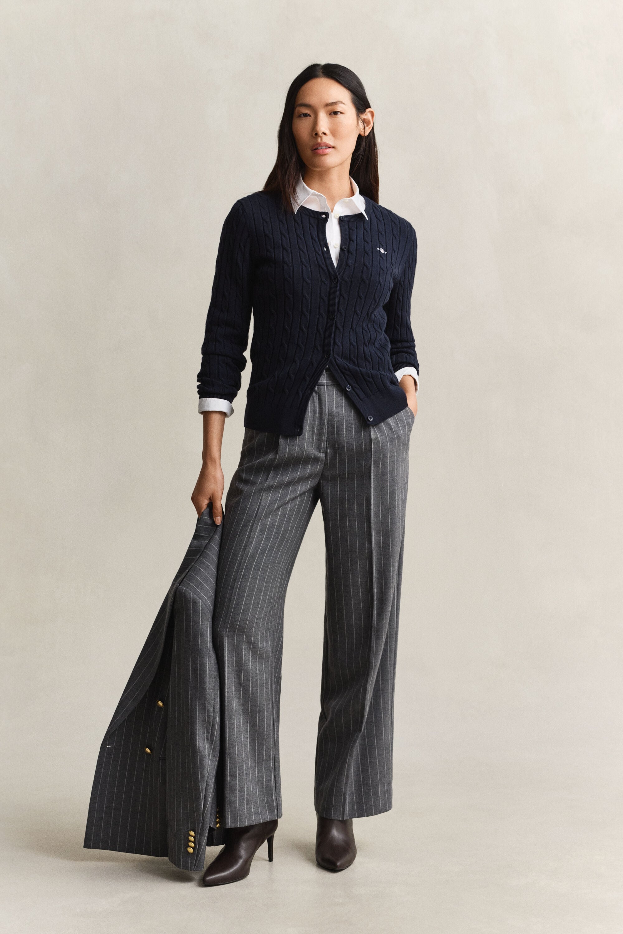 Cardigan en maille de coton stretch à torsades