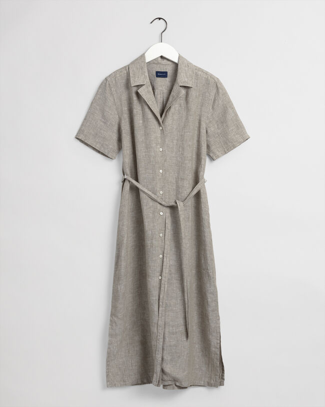 Robe-chemise en chambray de lin