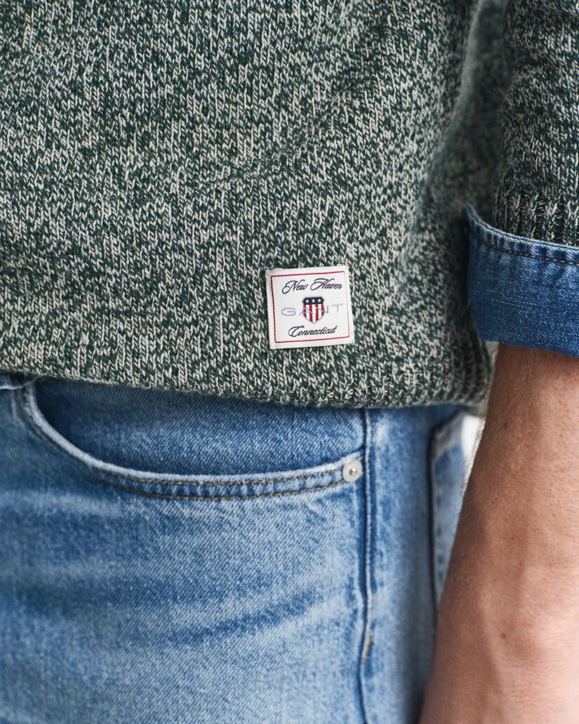 Pull col rond en laine m&eacute;lang&eacute;e moulin&eacute;e