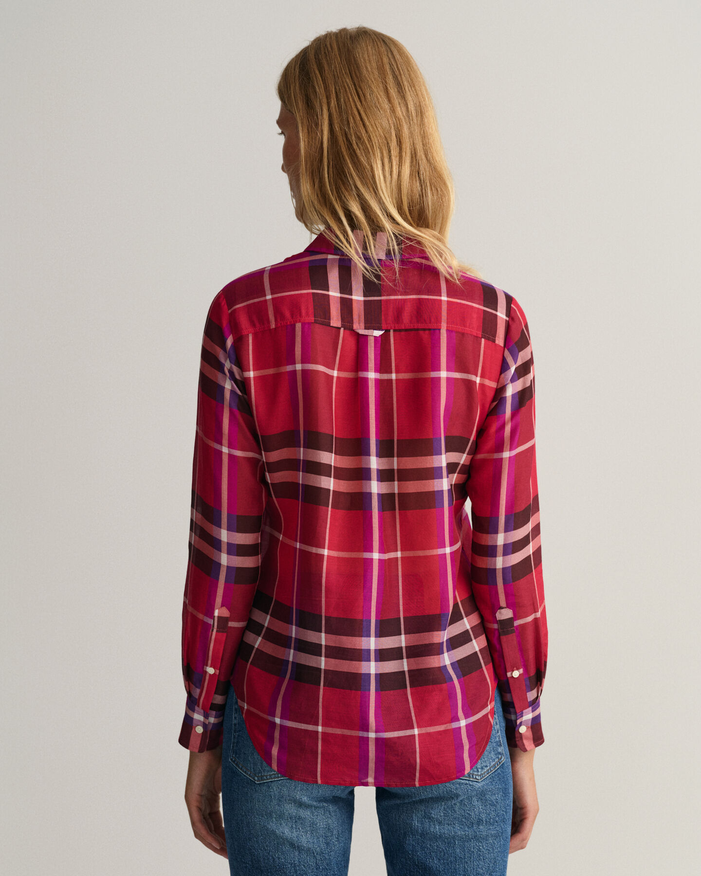 Chemise regular fit en coton et soie à carreaux