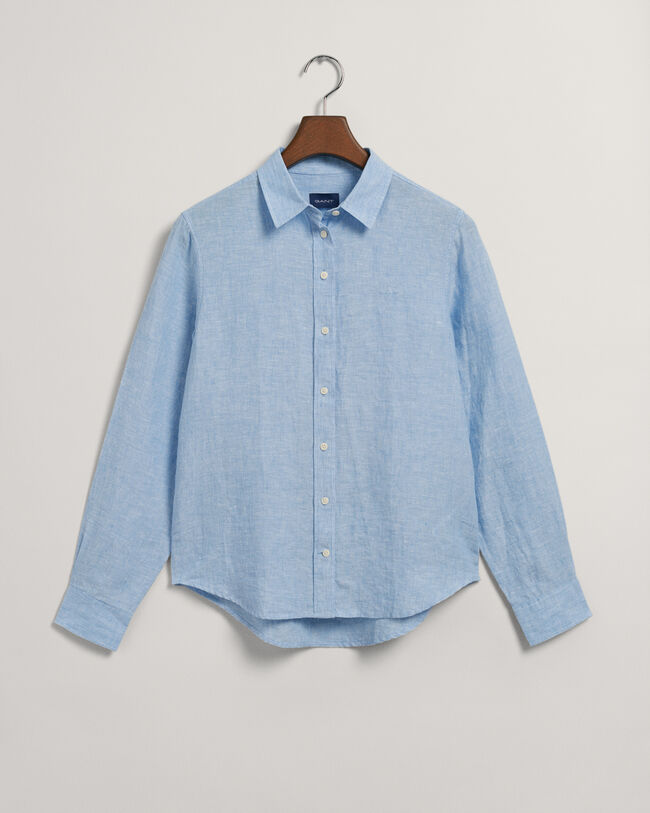 Chemise regular fit en chambray de lin