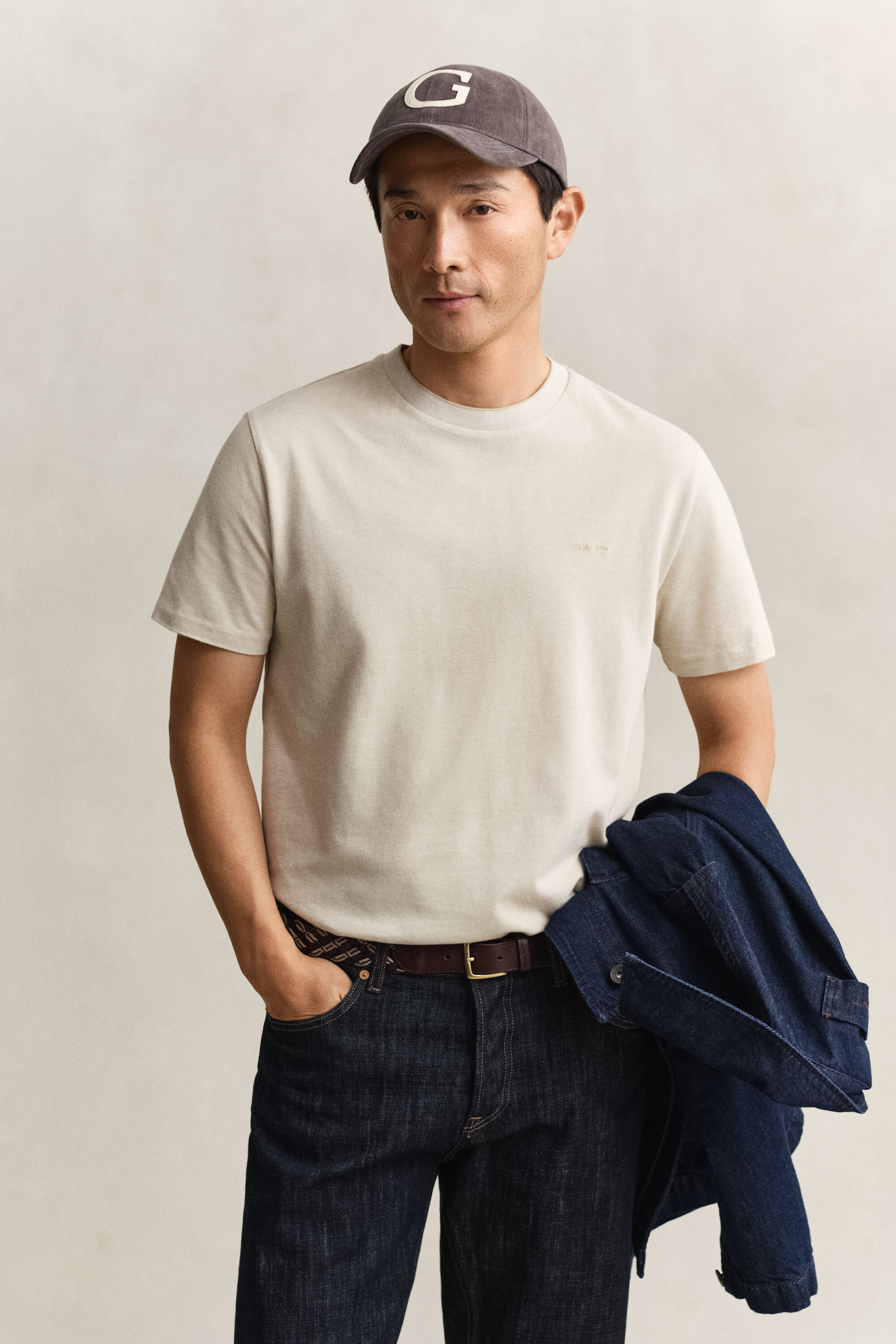 T-shirt bicolore en coton piqué