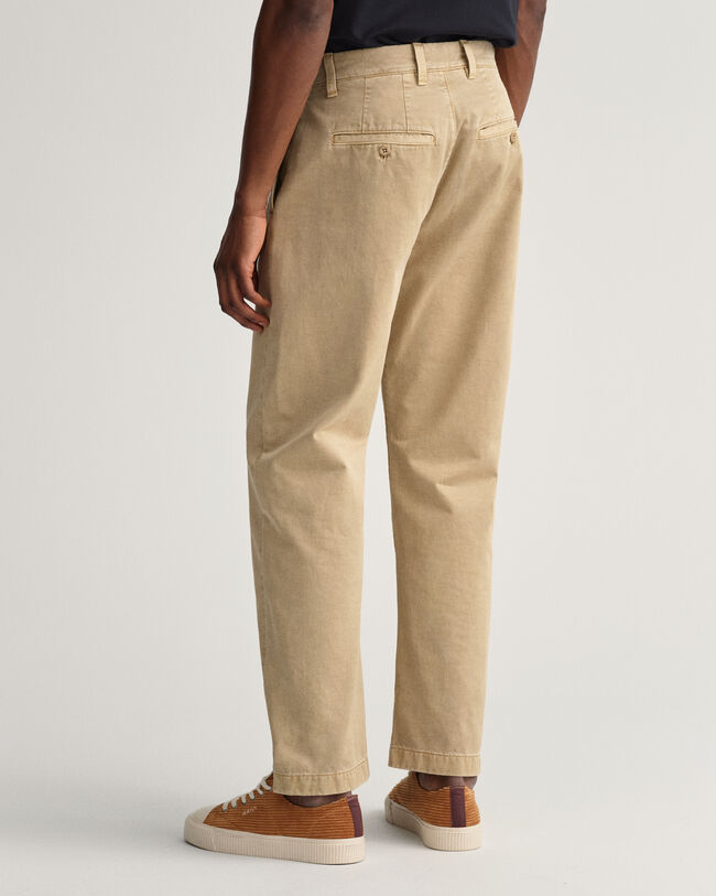 Pantalon chino droit en serg&eacute;