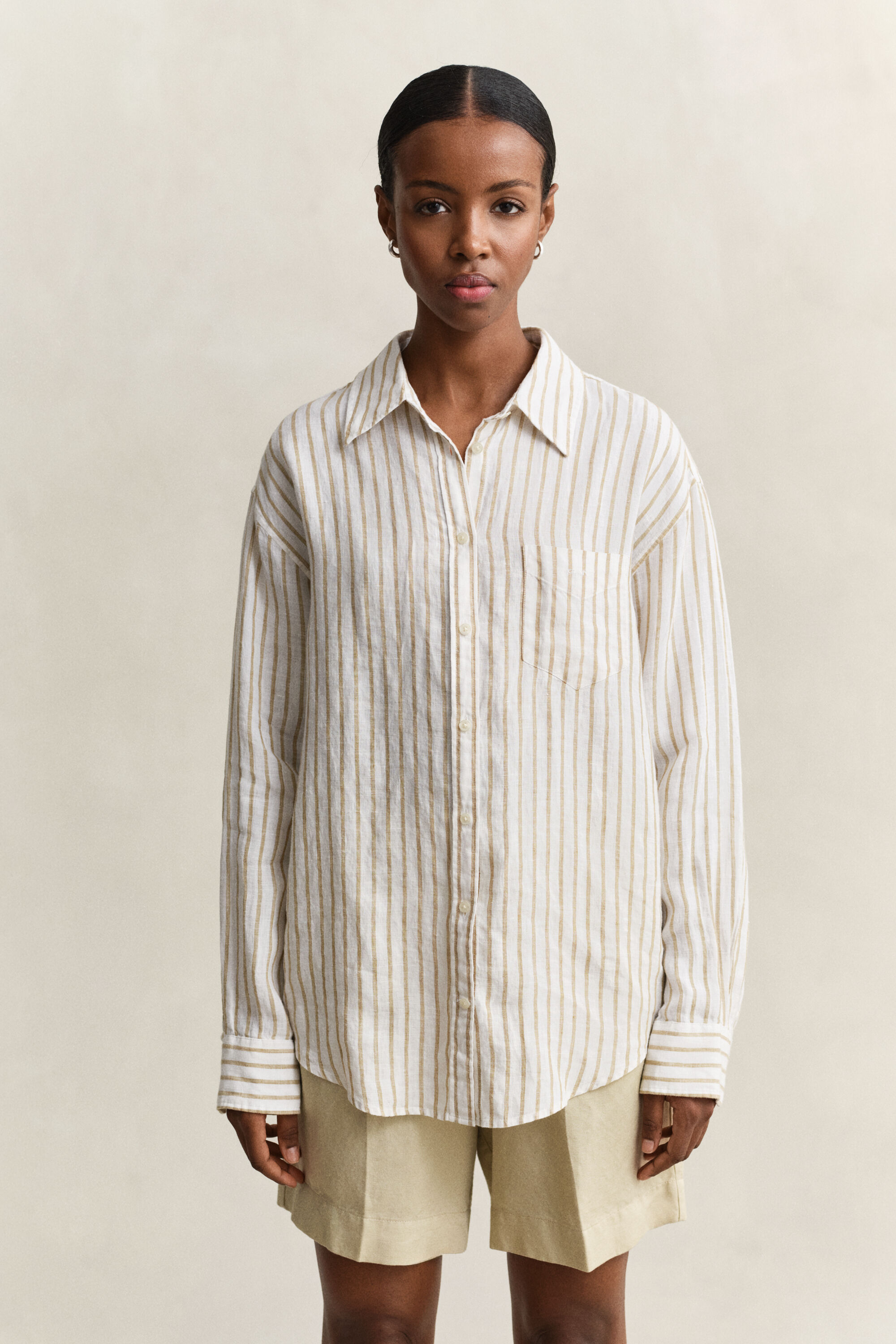 Chemise relaxed fit en lin à rayures