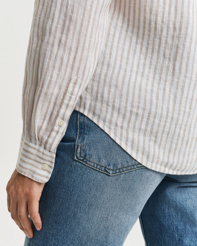 Chemise coupe regular en lin à rayures