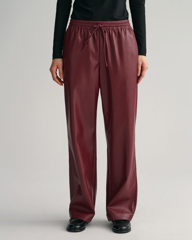 Pantalon relaxed fit en similicuir Pull-On