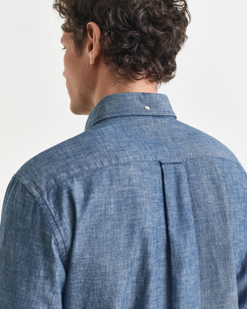 Chemise coupe regular en chambray indigo