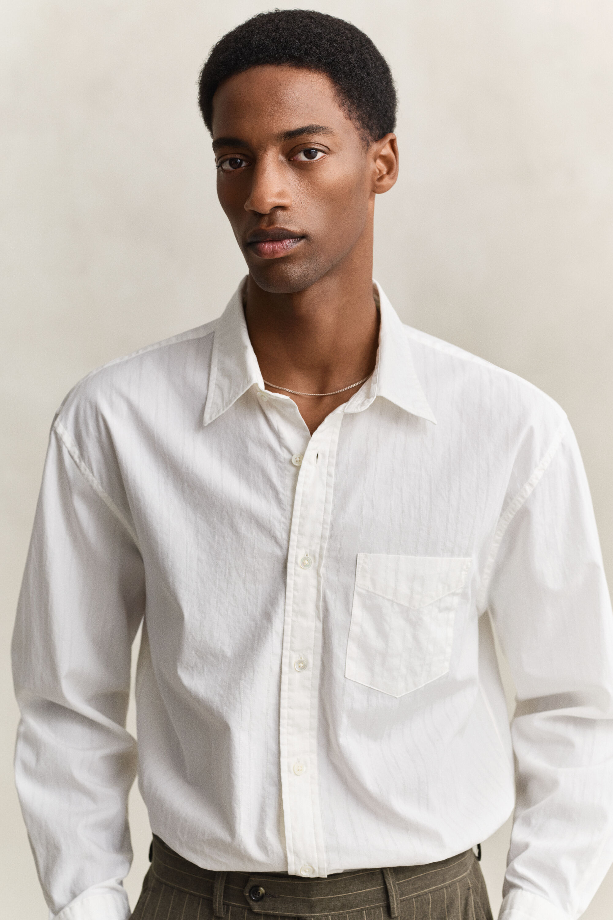 Chemise relaxed fit à rayures Dobby