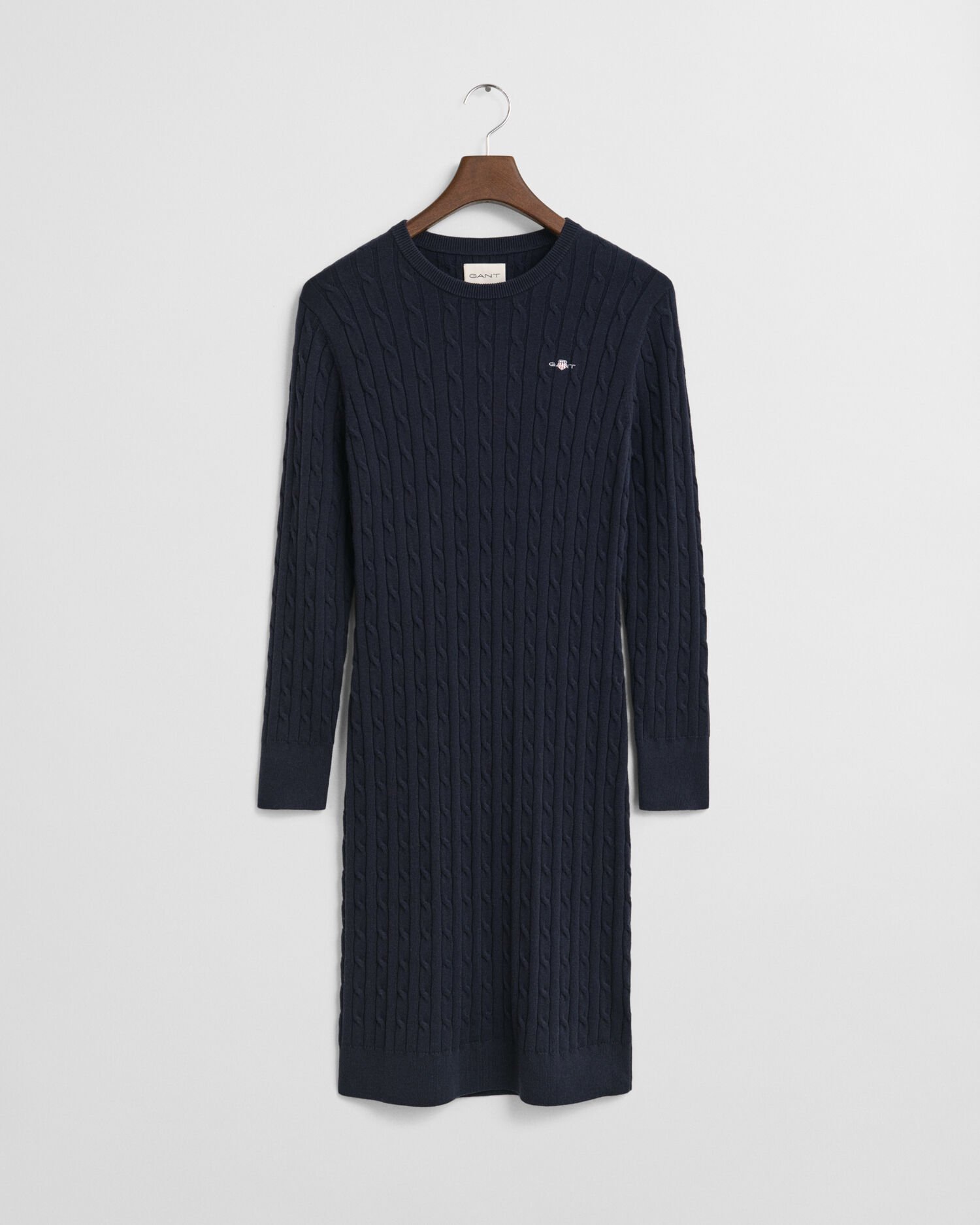 Robe col rond en maille de coton stretch à torsades