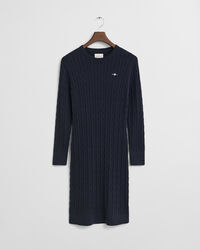 Robe col rond en maille de coton stretch à torsades