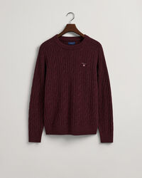 Pull ras du cou en laine d'agneau &agrave; torsades