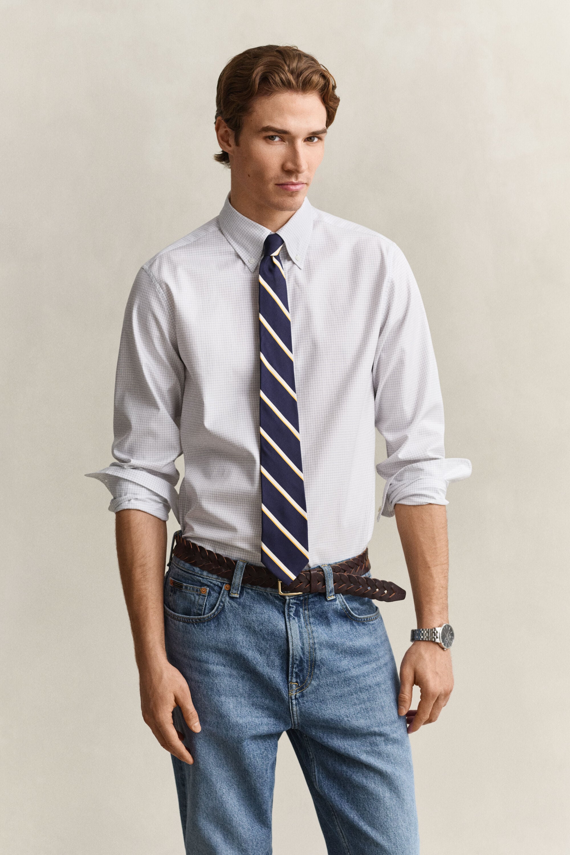 Chemise habillée en sergé à carreaux