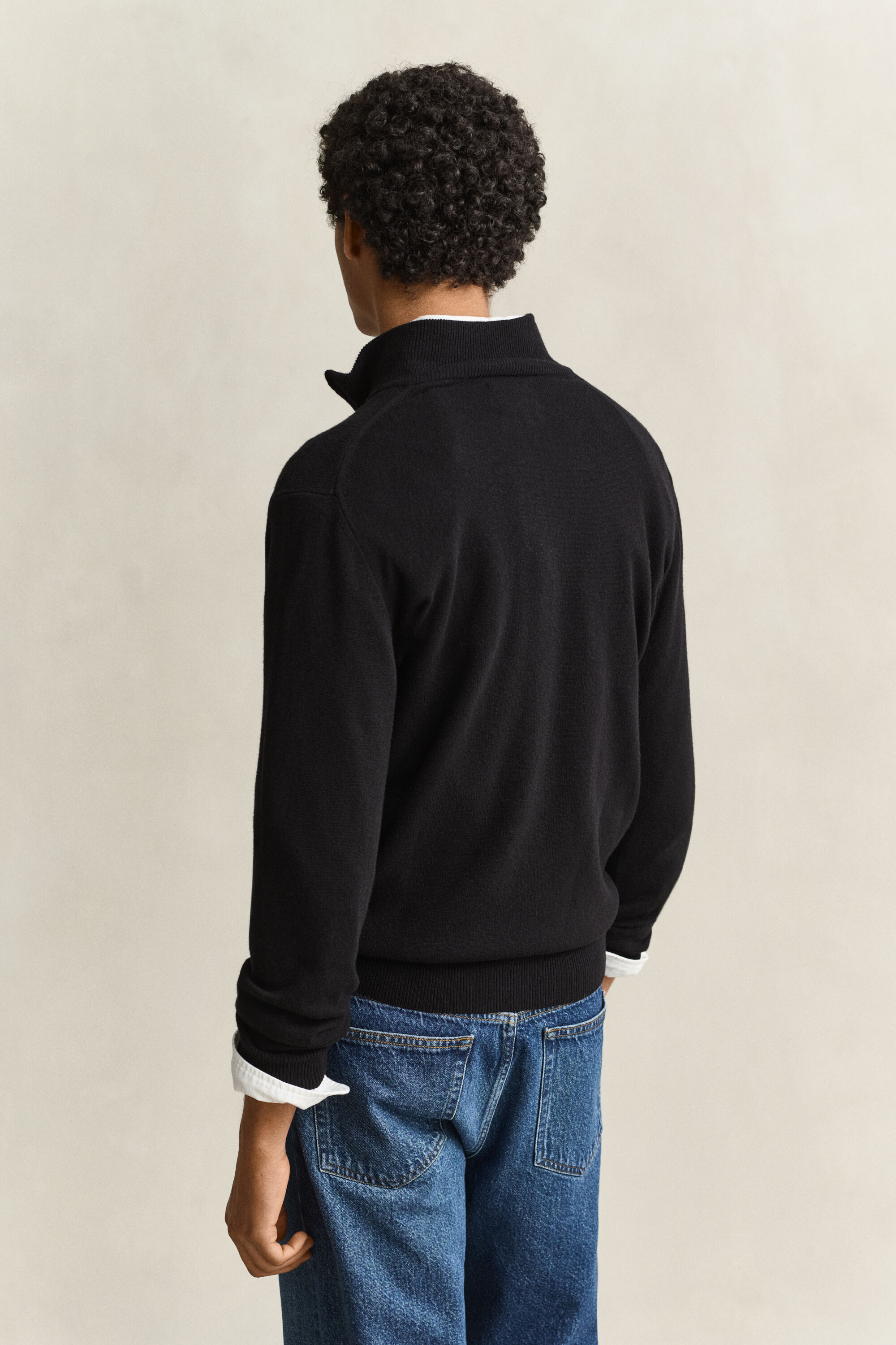 Pull à demi-zip en laine d’agneau
