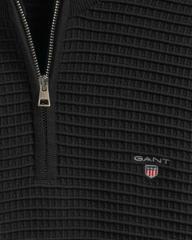 Pull en coton &agrave; demi-zip Texture