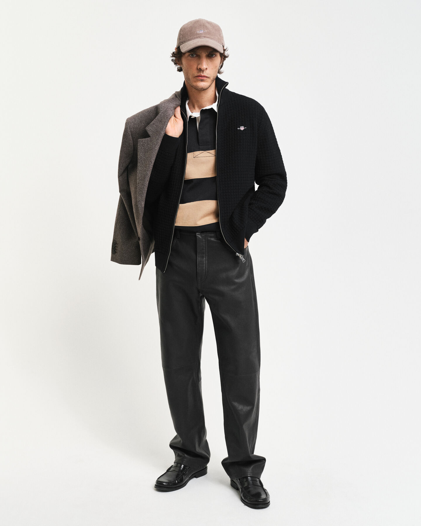 Cardigan zippé en coton Textured