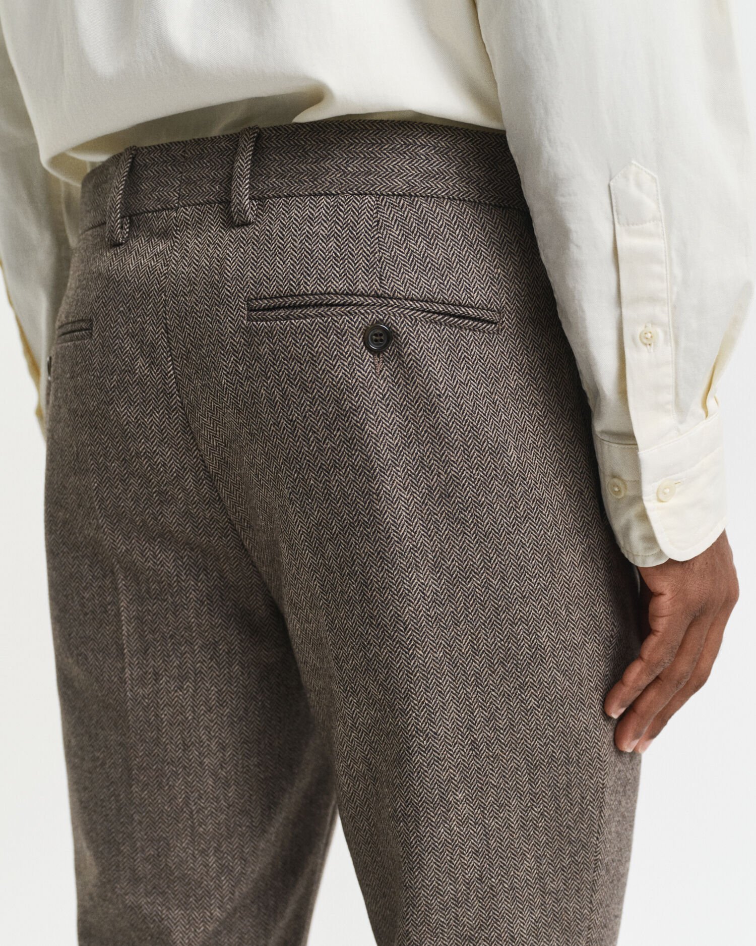 Pantalon de costume coupe slim en flanelle à chevrons