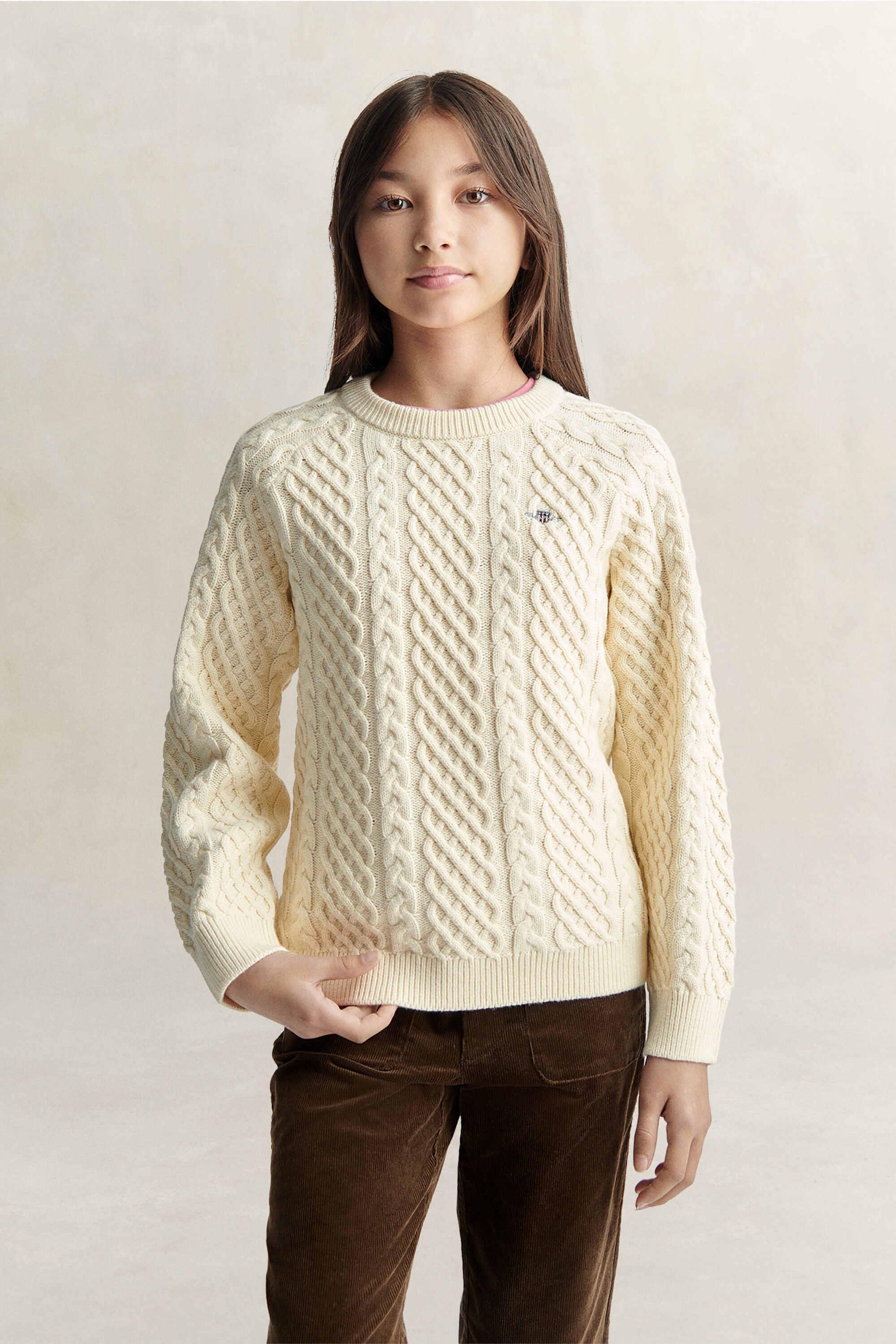 Pull en maille à torsades épaisses Ado Fille