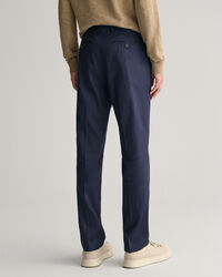 Pantalon de costume slim fit en coton et lin