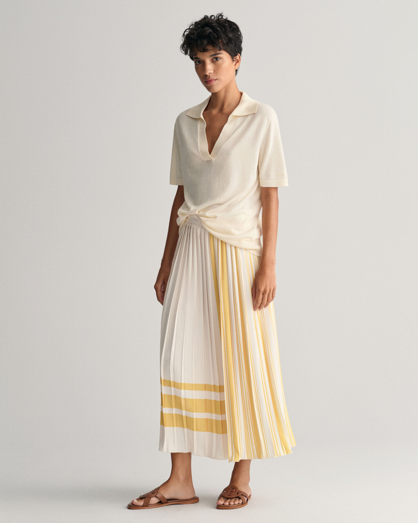 Jupe pliss&eacute;e &agrave; rayures