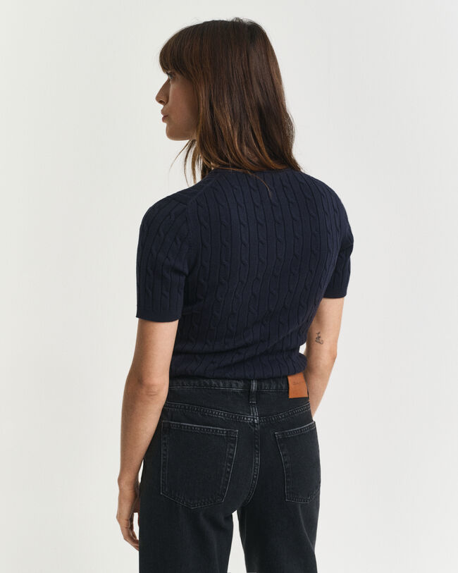 Pull en maille de coton stretch à torsades