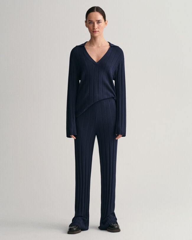 Pantalon en maille côtelée