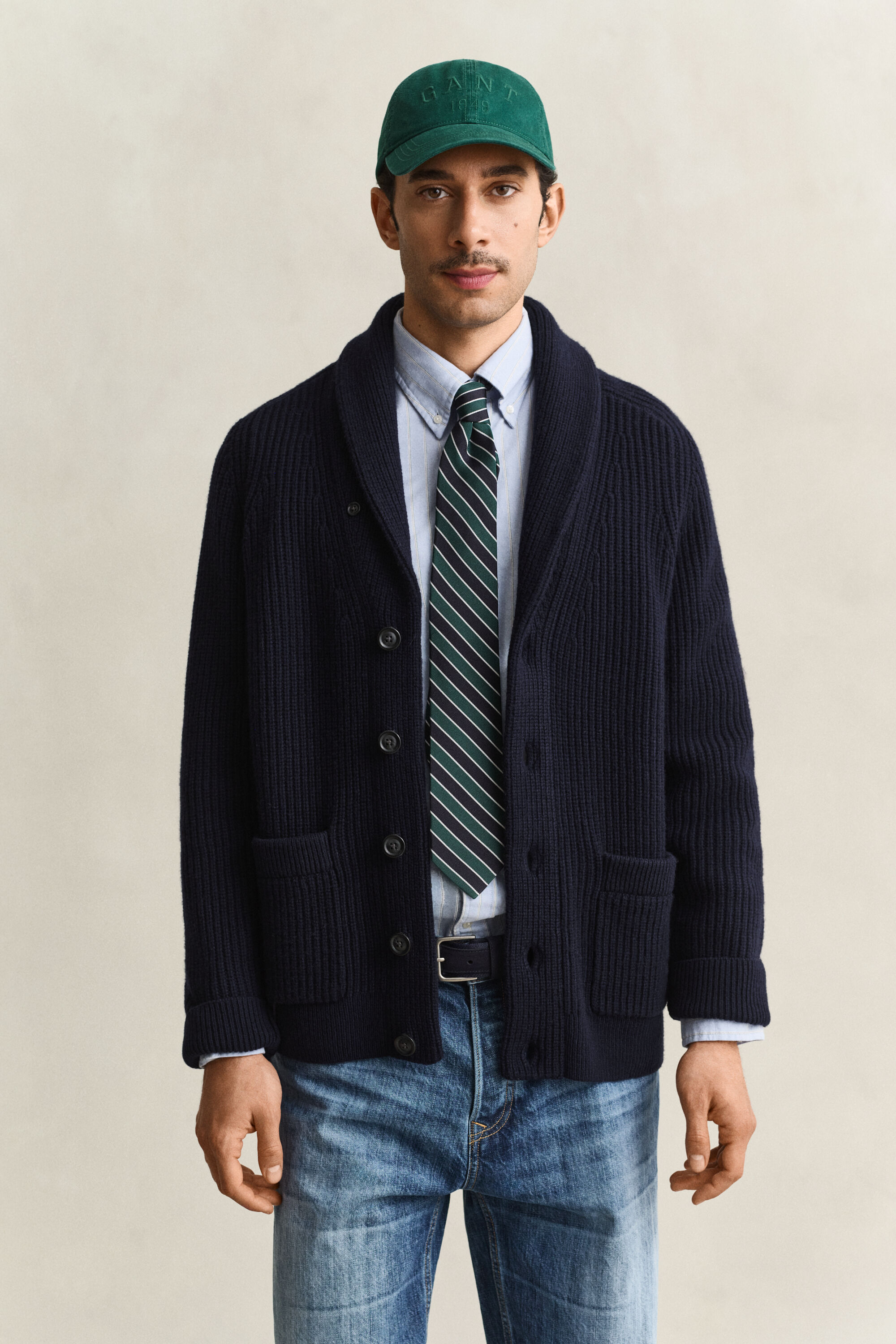 Cardigan en laine mélangée à rayures