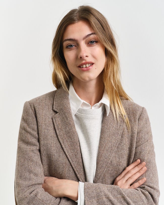 Veste blazer courte regular fit à chevrons