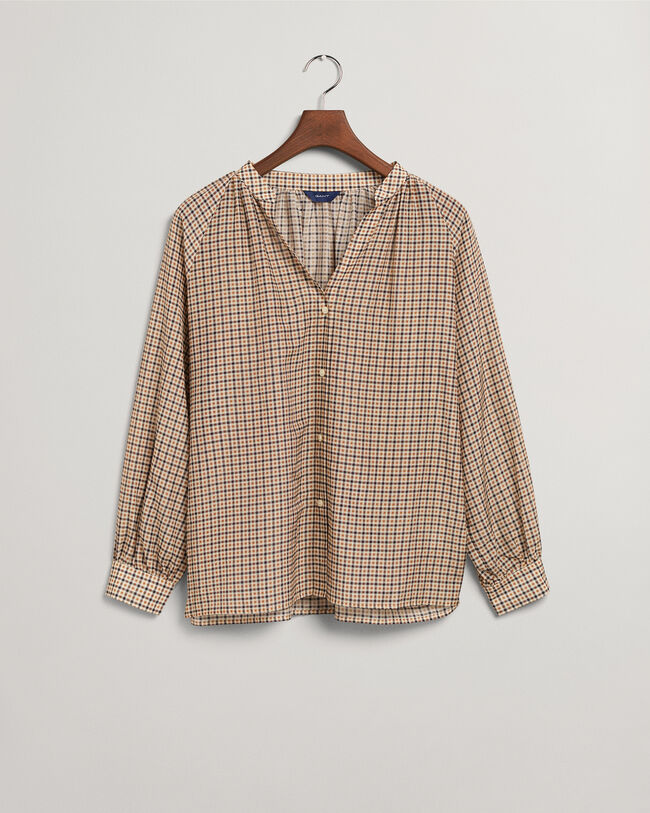 Chemisier en coton et soie &agrave; carreaux